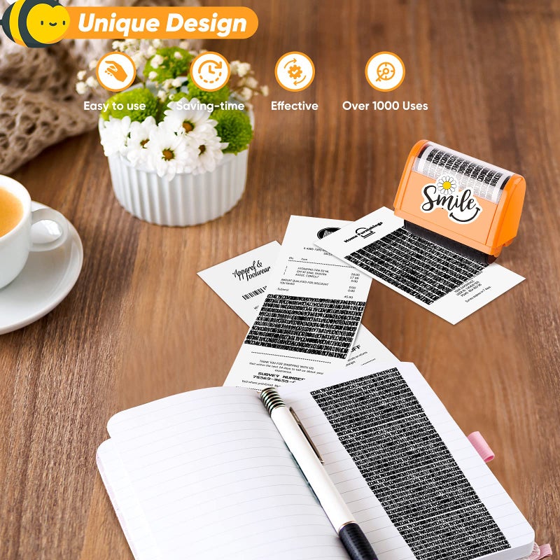 Lionergy Identity Protection Roller Stamp LioNergy Extra Large Roller Identity Theft Prevention Security Stamp with 3 Refills  10PCS Personalise Vinyl Waterproof Stickers -Orange Yellow - Image 5